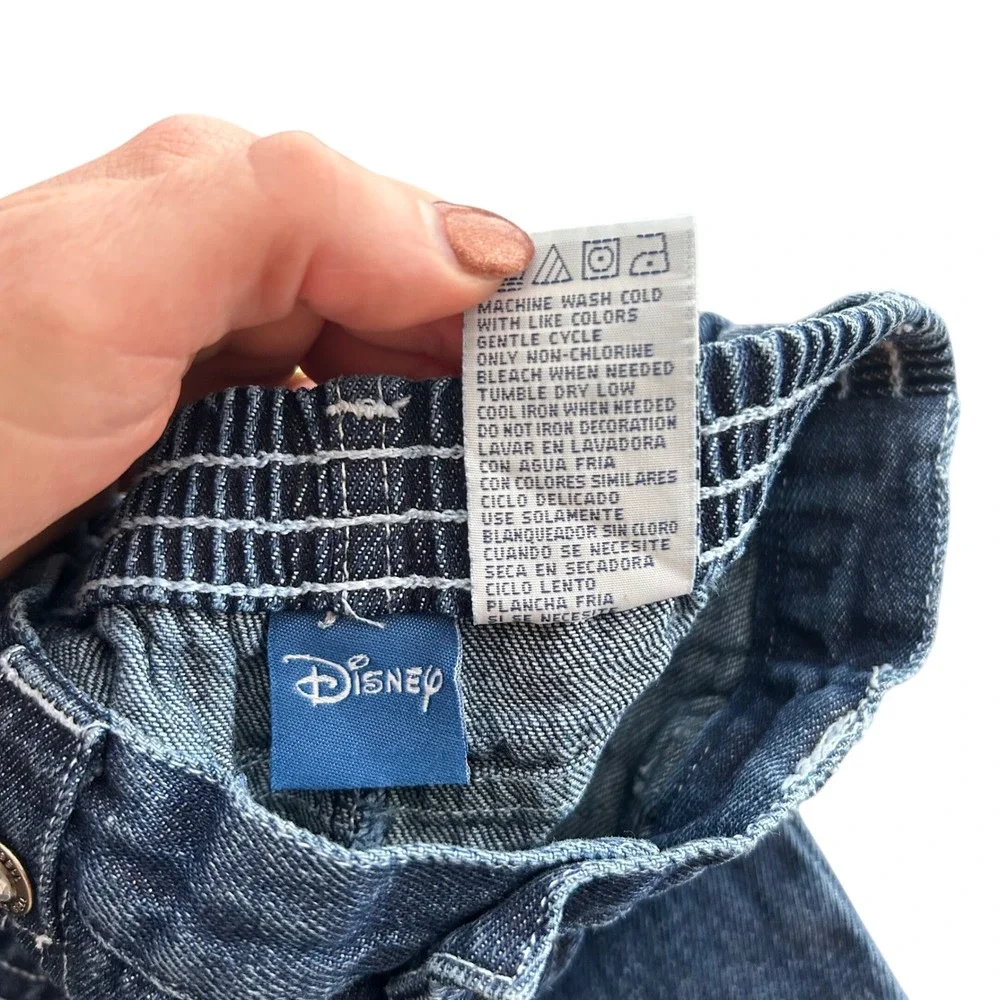 Disney Tinker Bell Girls VTG Y2K Embroidered Floral Denim Jeans Dark Wash Fairy